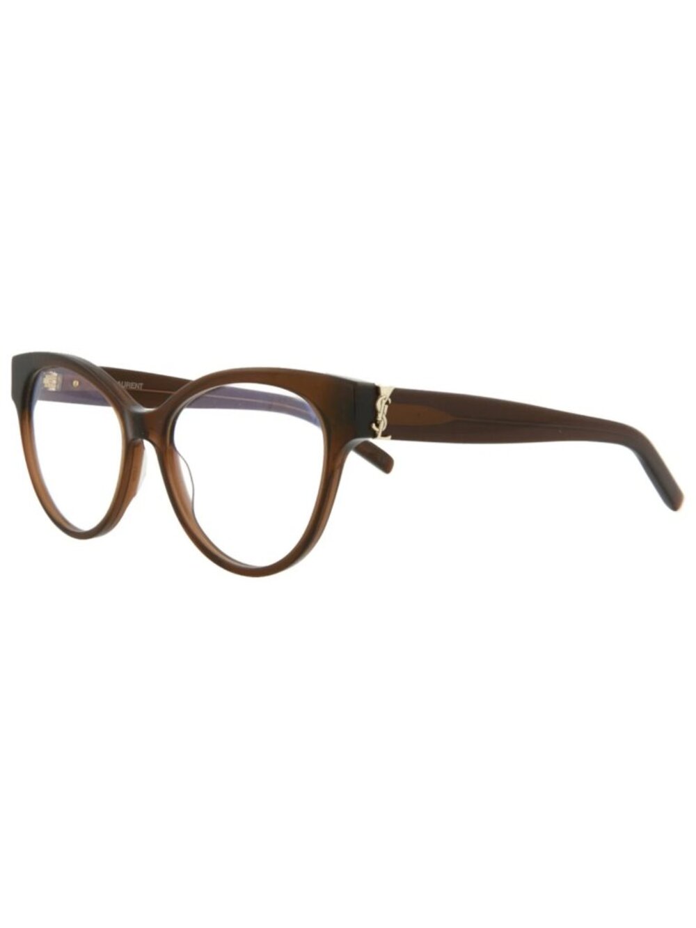 New Saint Laurent Women's Eyeglasses Cat Eye Acetate Frame Brown Brown